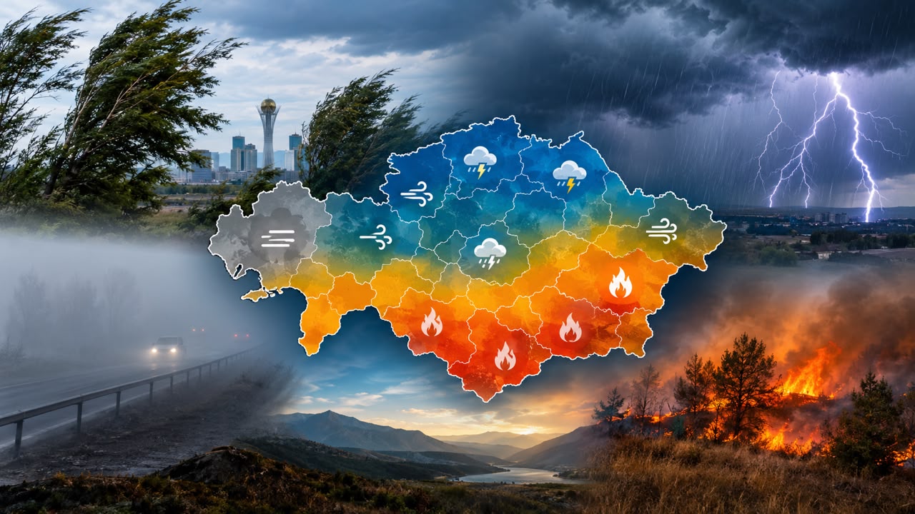 Елдің бірнеше өңіріне дауылды ескерту жарияланды